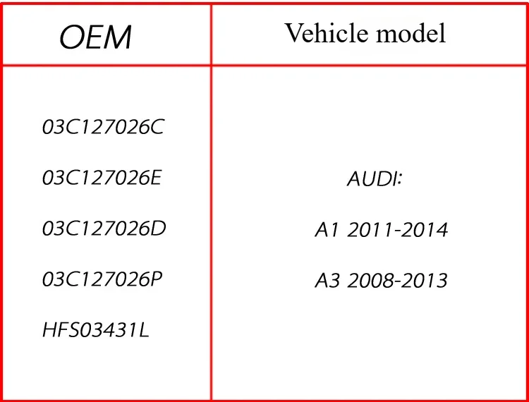 アウディ用03c127026c 03c127026e 03c127026m 03c127026p 1.2 1.4