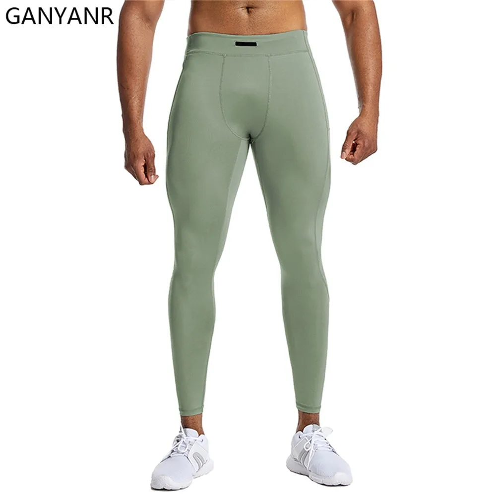 GANYANR Running Tights Men Compression Fitness Training Track Suit Leggings Cargo pants Football basketball Soccer Yoga Winter