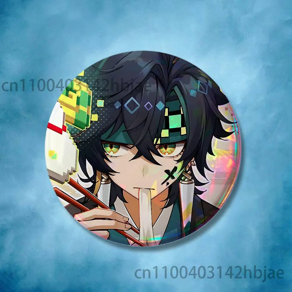 Genshin Impact Kinich Mualani Badges 25 32 44 58 75 mm Round Cosplay Pin Bag Decor Fans Collect Friends Gifts Brooch Souvenir