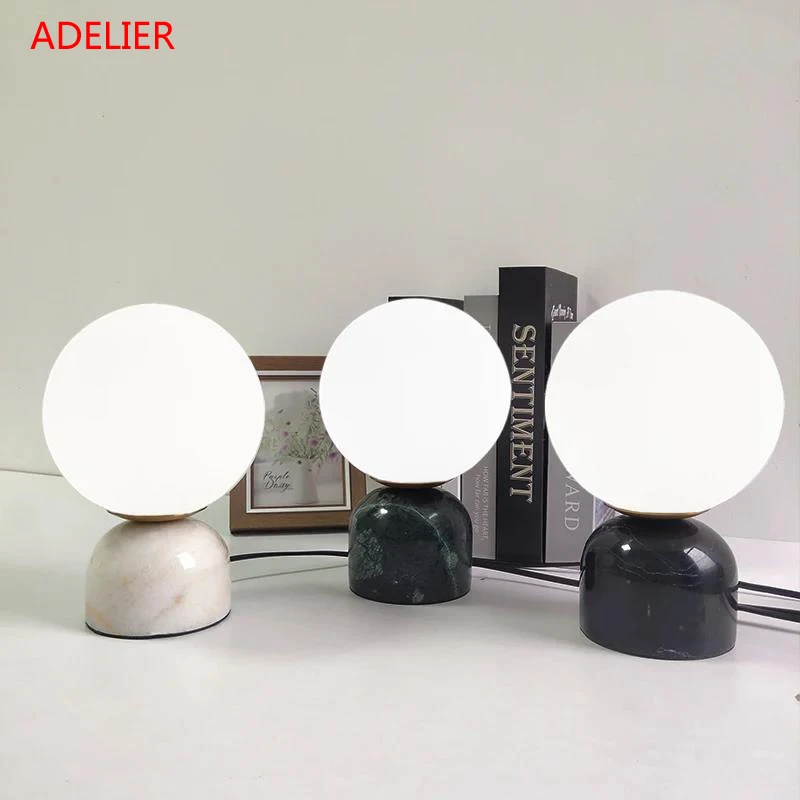 Marble Table Lamp Home Decor Glass ball Lighting fixtures Modern Living Room Bedroom Study Hotel Decor Desk Lamp