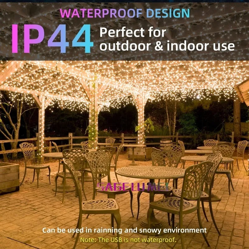 Lumières de Noël LED avec télécommande, lampe de vacances dégradée, mode musique RVB, lampe proxy, application de bricolage, 10m, 100, 200LED, 20m