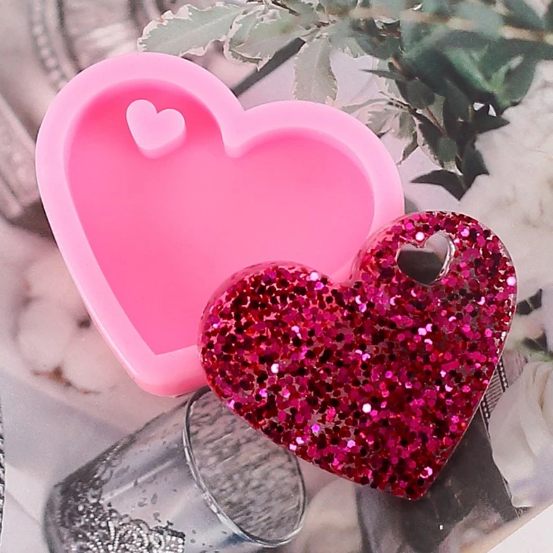 Love Heart Wine Glass Silicone Casting Epoxy Molds For Diy Resin Pendant Keychain Jewelry Tools Mould Uv Epoxy Handmade Craft