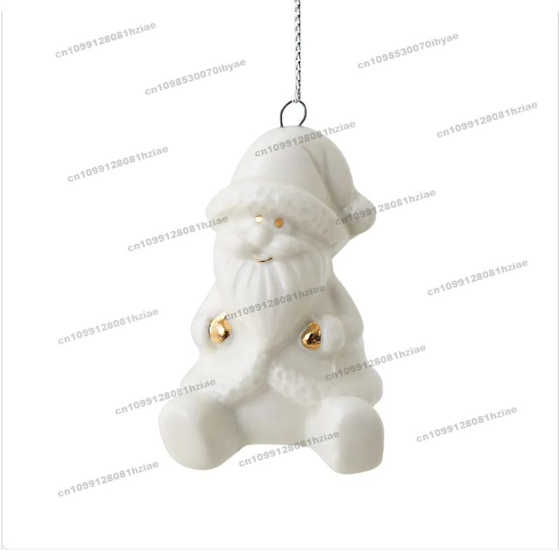

Christmas Tree Ceramic House Mini Pendant Santa Elk Hollow Snow House Christmas Day Decoration