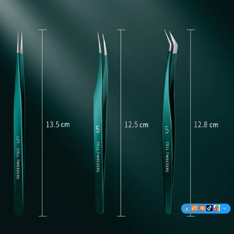 Eyelash Extension Tweezer Lash Eyelash Pointed Volume Pick Up Tweezers Straight and Curved Eyelash Tweezers with Box