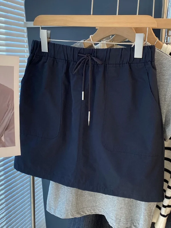 

plus Size High Waist Drawstring Pocket Women's Skirt Summer Bodycon Short Skirt Workwear Style Fleeing Heat Ensemble