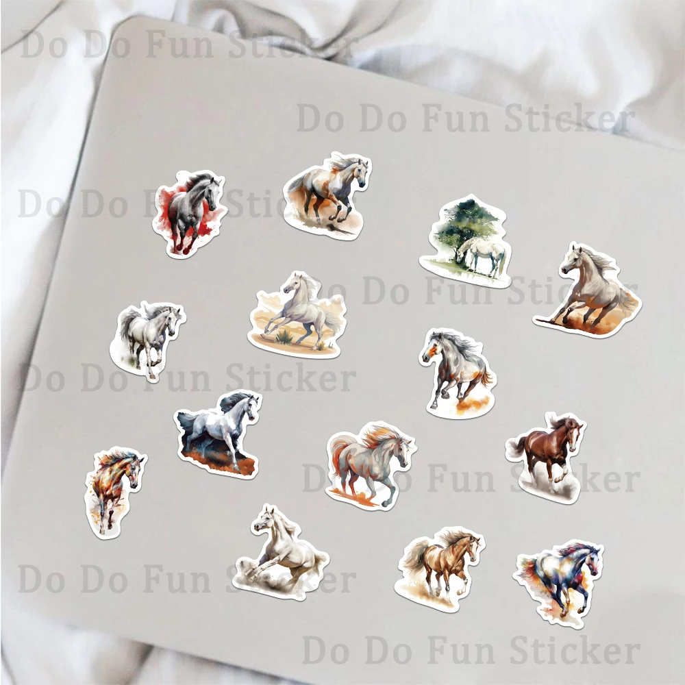 60PCS Ink Painting Art Horse Sticker Waterproof PVC Handsome Animal Graffiti Art Decoration Water Cup Phone Case Laptop