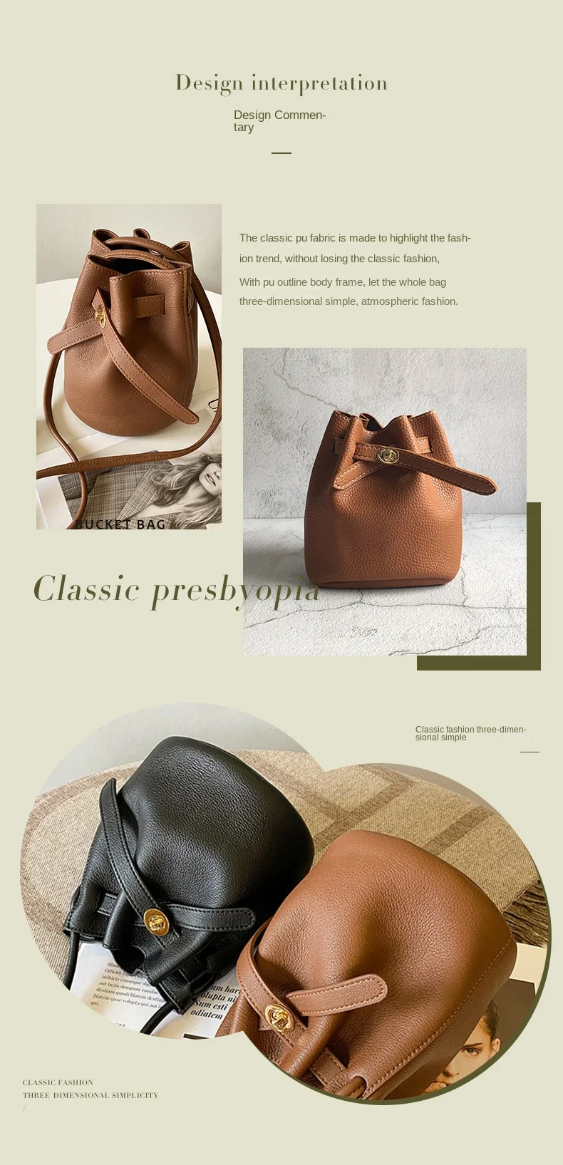2024 neue Litschi Muster Damen Beutel tasche mit Schloss Zylinder Umhängetasche Umhängetasche kleine Tasche Handy tasche – Detail 9