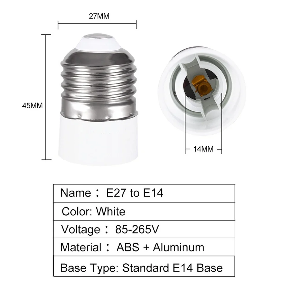 E27 to E14 Lamp Bulb Holder Converter Fireproof CFL Light Socket Base Adapter Converte Male Plug Conversion for Corn Candle