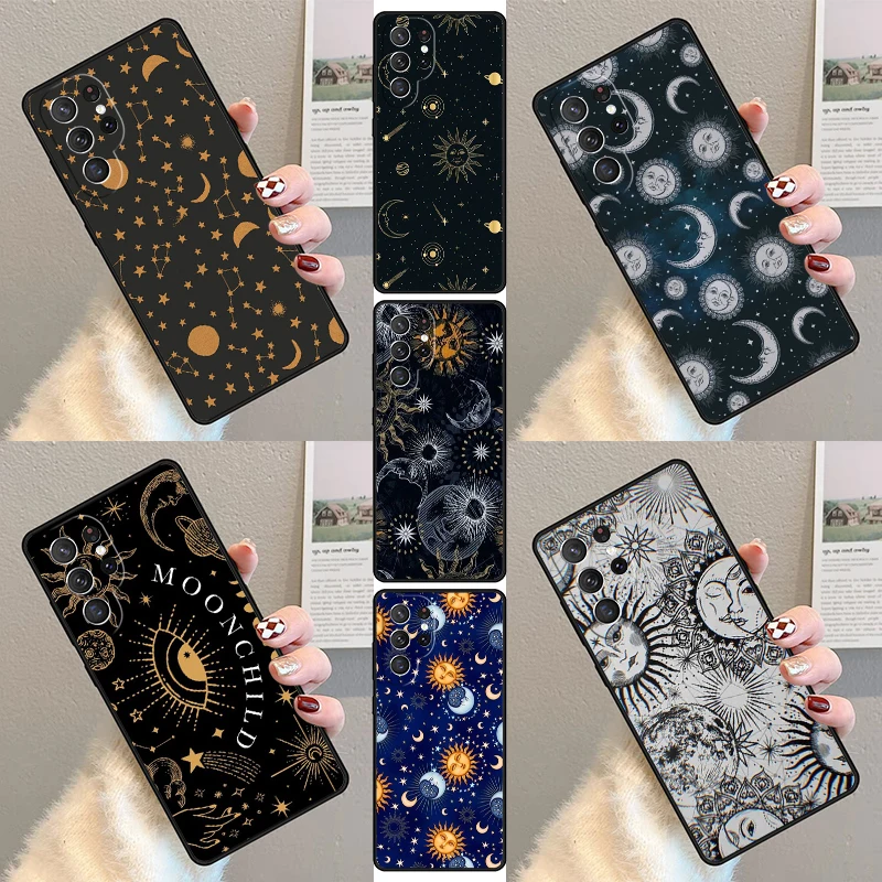 Sun Moons Star Astrological Celestial Phone Case For Samsung Galaxy S23 S21 S20 FE S24 S22 Ultra Note20 S10 S9 S8 Plus Cover