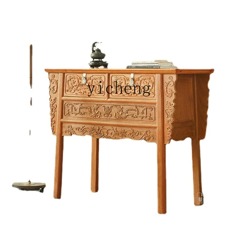Rosewood Furniture Pterocarpus Macrocarpus-Piece Two-Cabinet Ming-Qing Period Carved Phoenix Pattern Entrance Cabinet