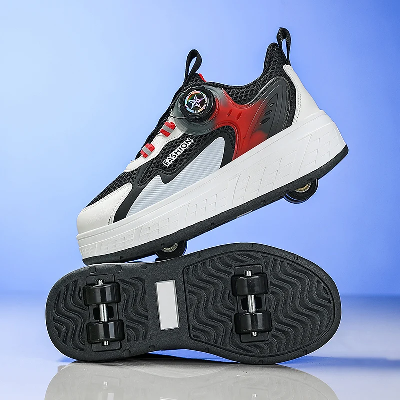 

2024 Boys' Roller Skating Shoes Indoor and Outdoor Roller Skating Sneakers Size 30-40 Detachable Children's Roller Skating Shoes