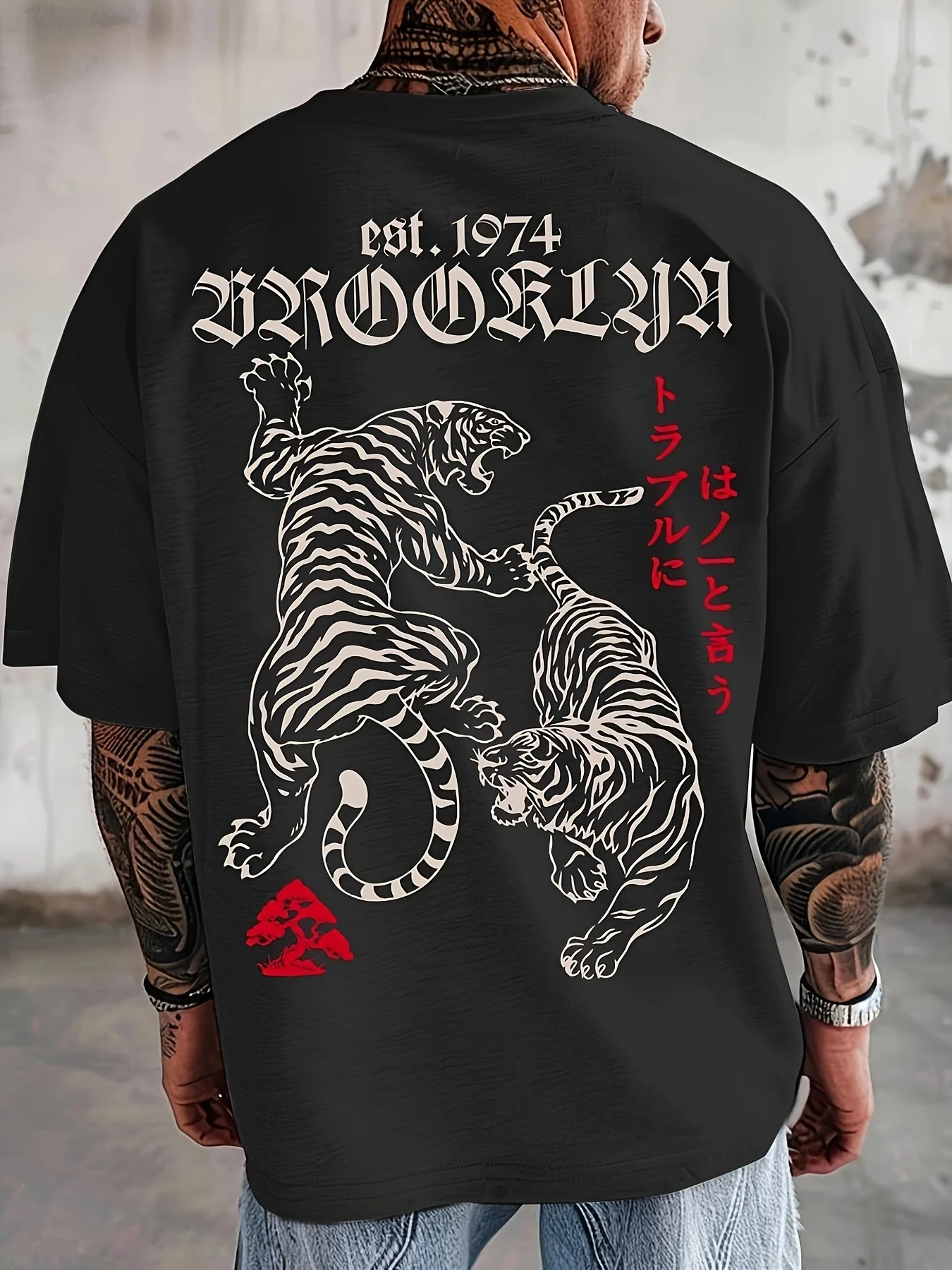 Sommer heißer Verkauf neue Herren Gothic Brief Tiger Print bequeme und atmungsaktive Rundhals T-Shirt Outdoor Street Style Top