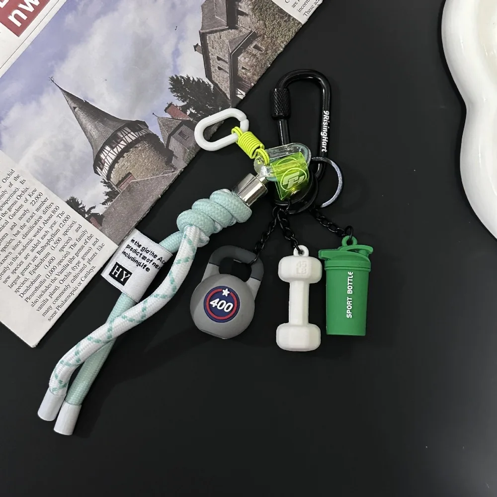 

Mini Fitness Series Pendant Colorful with D-shaped Buckle Barbell Plates Key Chain Creative Bag Charm