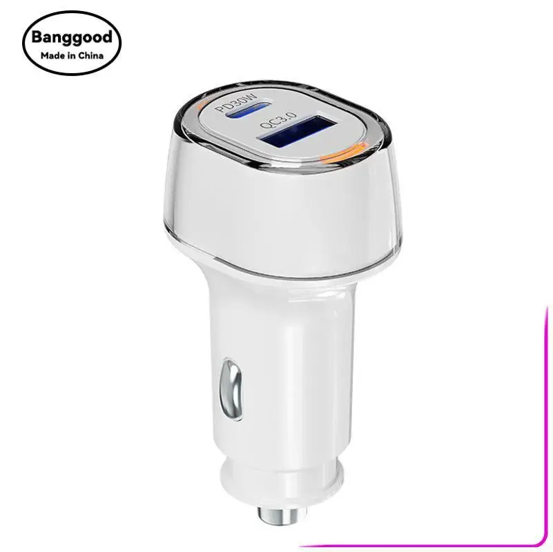 A6 Car Mobile Phone Charger 45W Dual-channel Fast Charging USB QC3.0 + Type C PD30W Blue Ambient Light