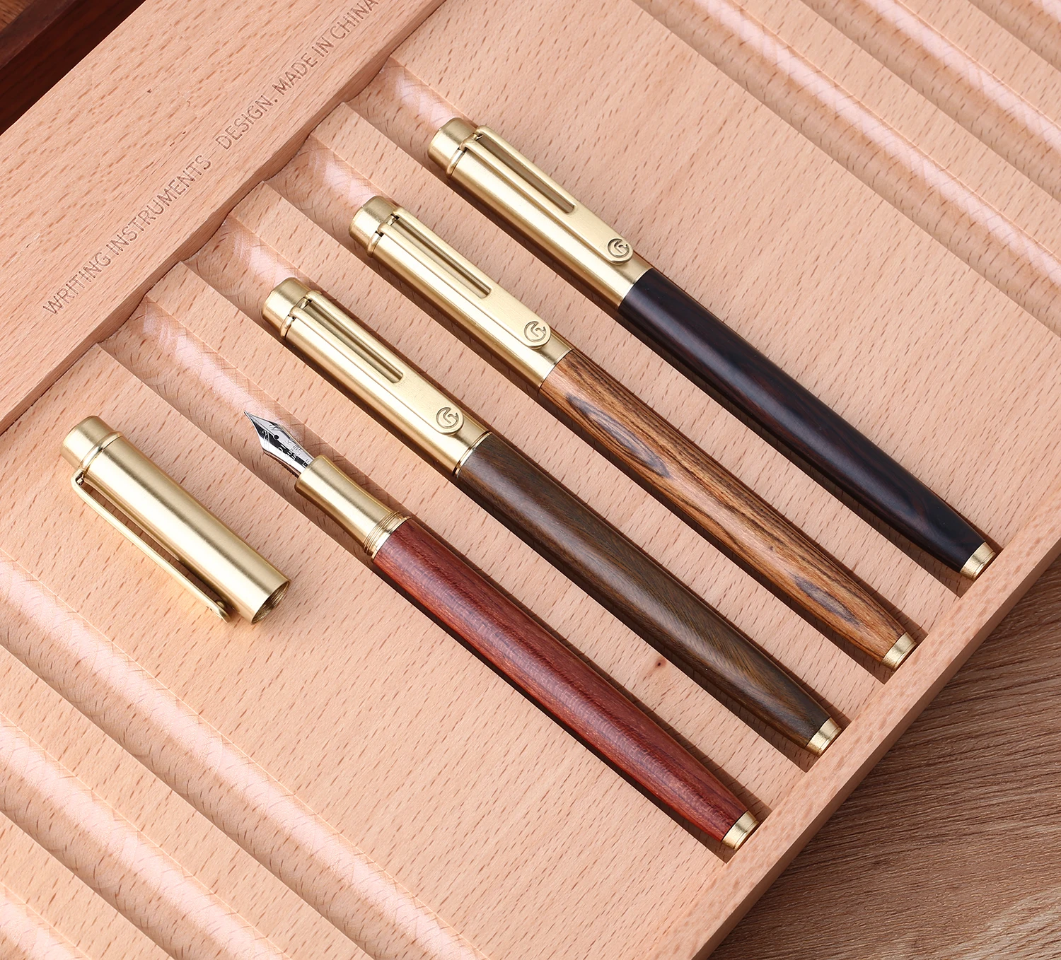 

Handmade MAJOHN M7 Wood Fountain Pen with Converter EF/F/Small Bent Nib Beautiful Wooden Writing Office Business Ink Gift Pen