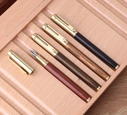 Handmade MAJOHN M7 Wood Fountain Pen with Converter EF/F/Small Bent Nib Beautiful Wooden Writing Office Business Ink Gift Pen