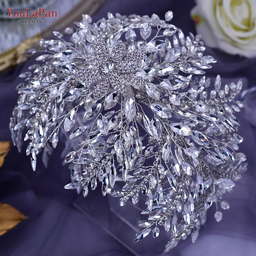 

TOPQUEEN Alloy Flower Bridal Tiara and Crown Wedding Headwear Luxurious Bride Hair Accessories Handmade Woman Headdresses HP420