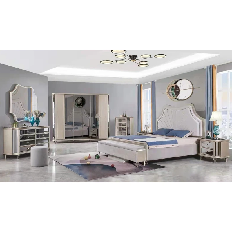 

&America Wardrobe Hotel Royal Luxury Bed Frame Wooden Solid Walldrope King Size Bedroom Furniture Set