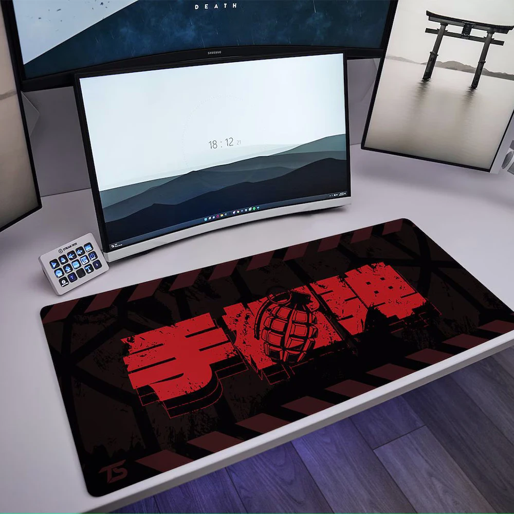 Mousepad Xl Extended - Black Grenade Red Gaming Mouse Pad