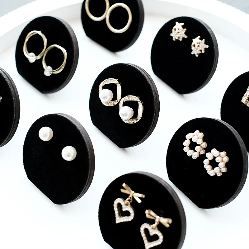 Jewelry Display Stand Mini Round Black Stud Earrings Market Stall Earrings Storage Display Photo Props