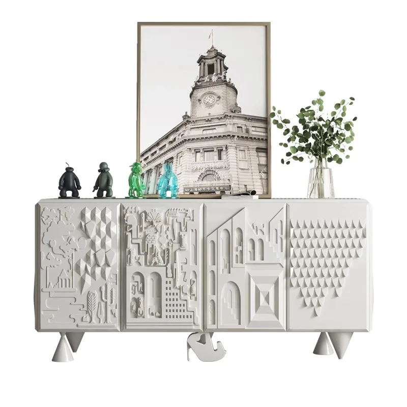 

White painted TV cabinet, creative, art living room audio-visual cabinet, modern, simple