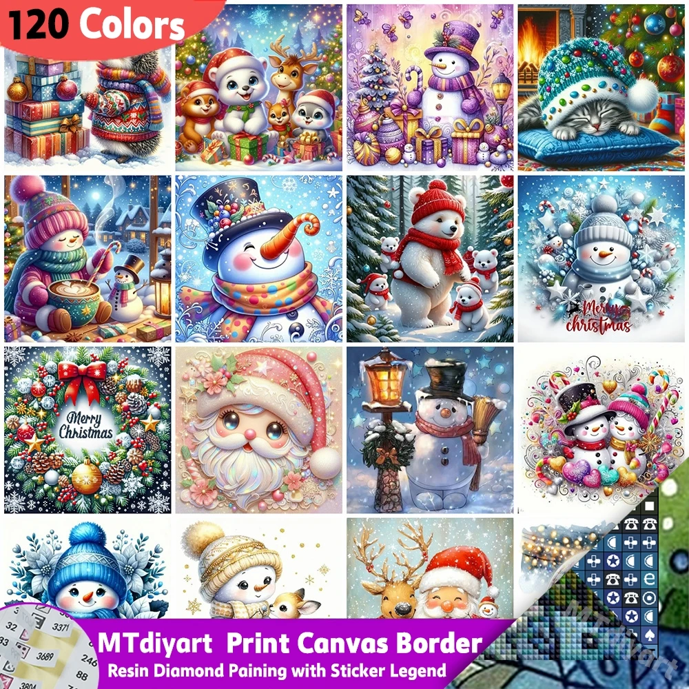 Neu eingetroffen: Schneemann-Handarbeit, Kunstharz, Diamantmalerei, 120 Farben, mit Aufkleber, Legende, Kits, Weihnachtsmann, handgefertigte Heimdekoration