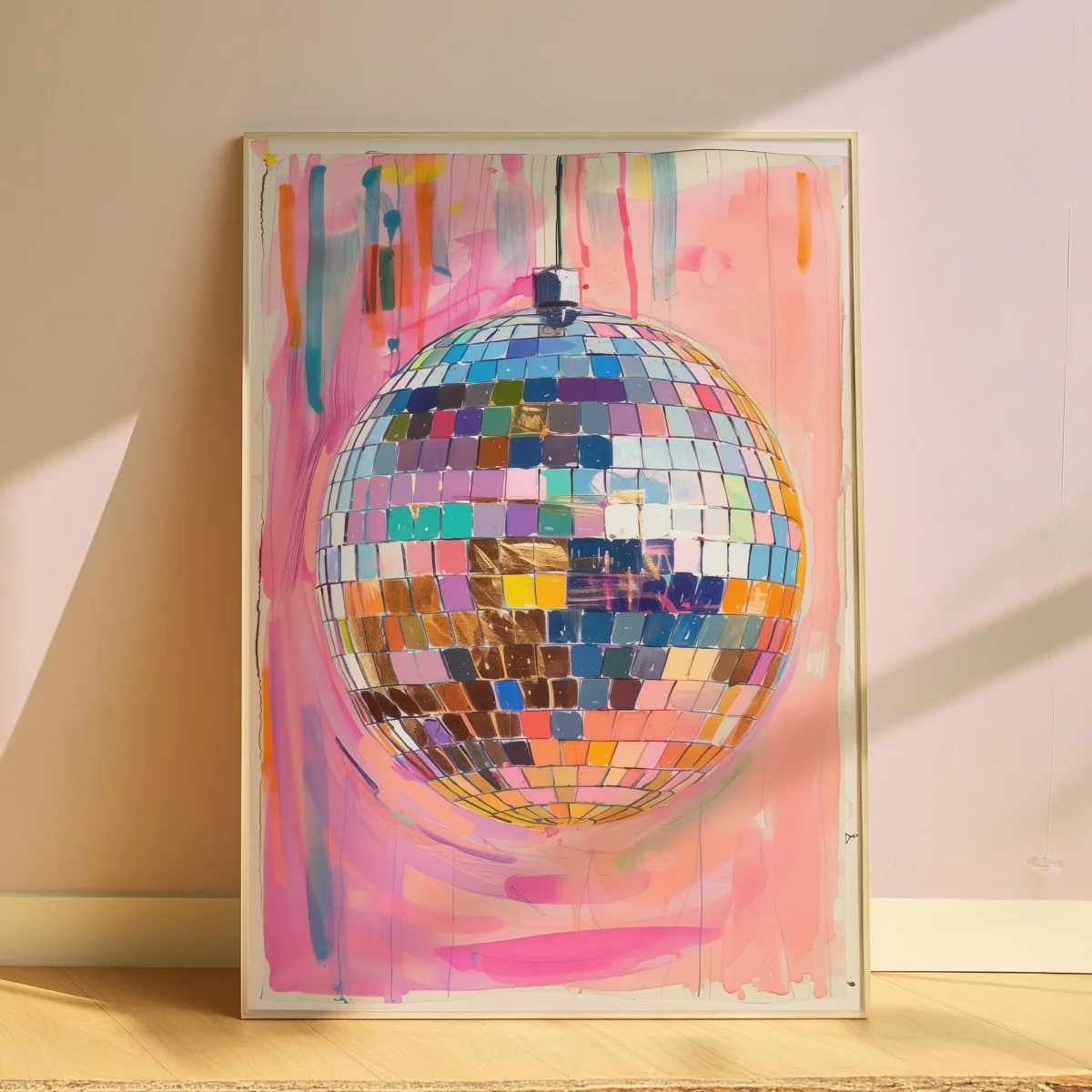 Colorful Disco Ball Canvas Prints Poster Dopamine Minimalist Aesthetic Art Print Playroom Living Room Wall Art Home Decor Poster