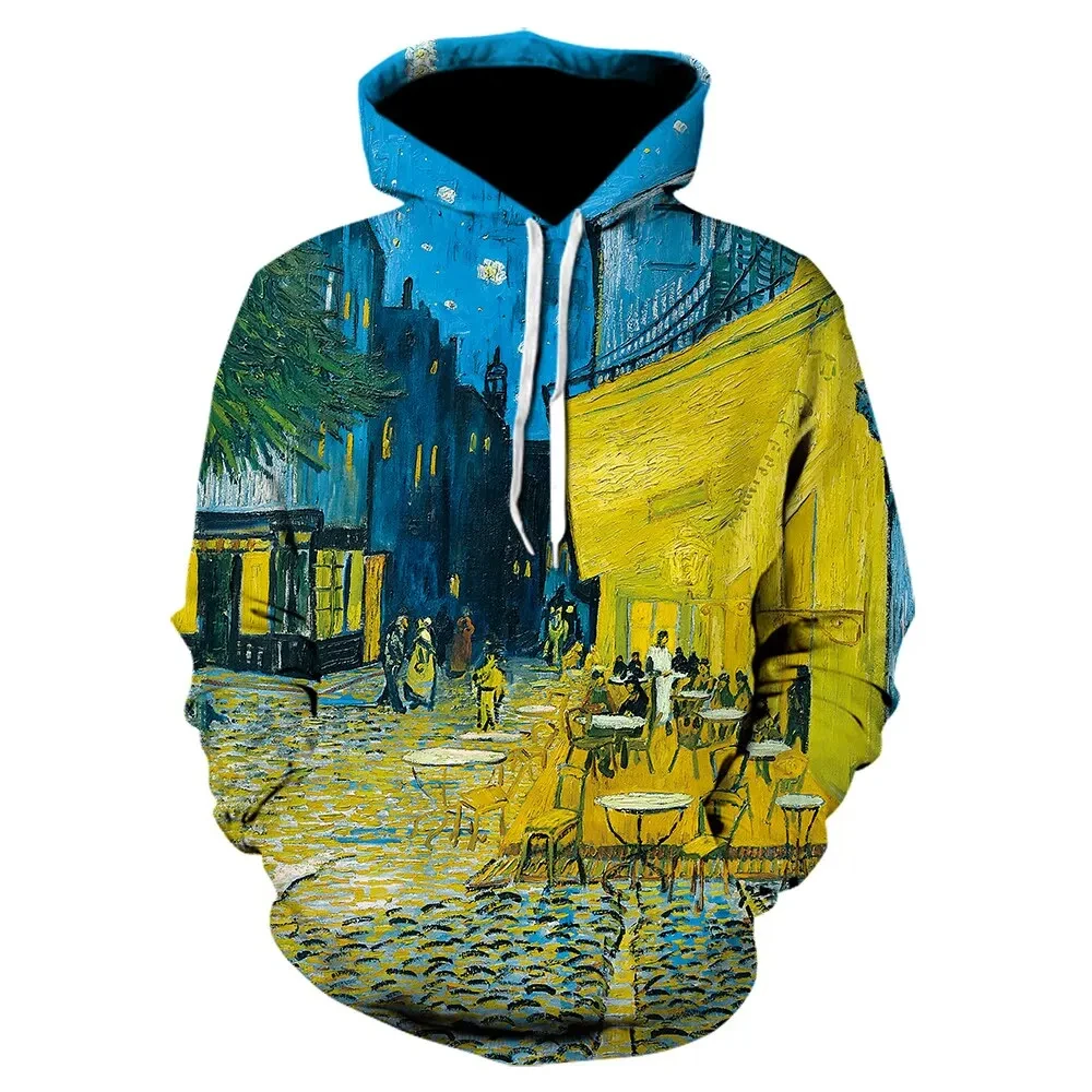 Sweat à capuche imprimé 3D Starry de Van Gogh pour hommes et femmes, sweat à capuche Sportedly populaire, hip-hop à la mode, Harajuku