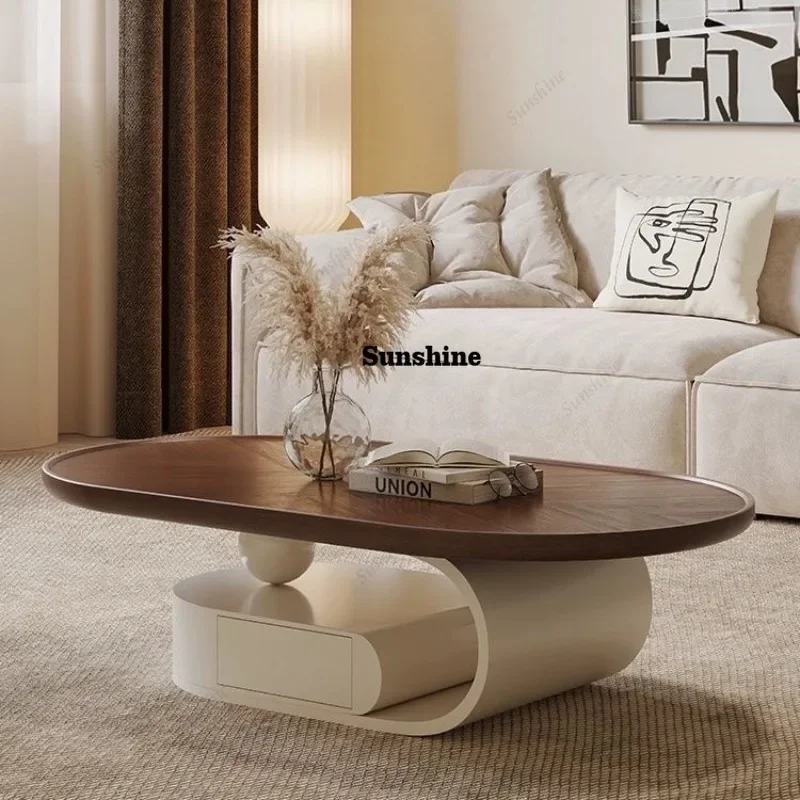 

TD walnut solid wood coffee table modern simple small apartment living room home Internet celebrity creative cream new
