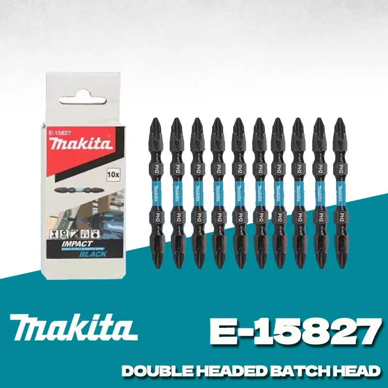 Makita E-15827 10pcs Impact Screwdriver Bit Set PH2 65mm Double-Ended Hex Shank Power Tool Accessories for Woodworking Fastening