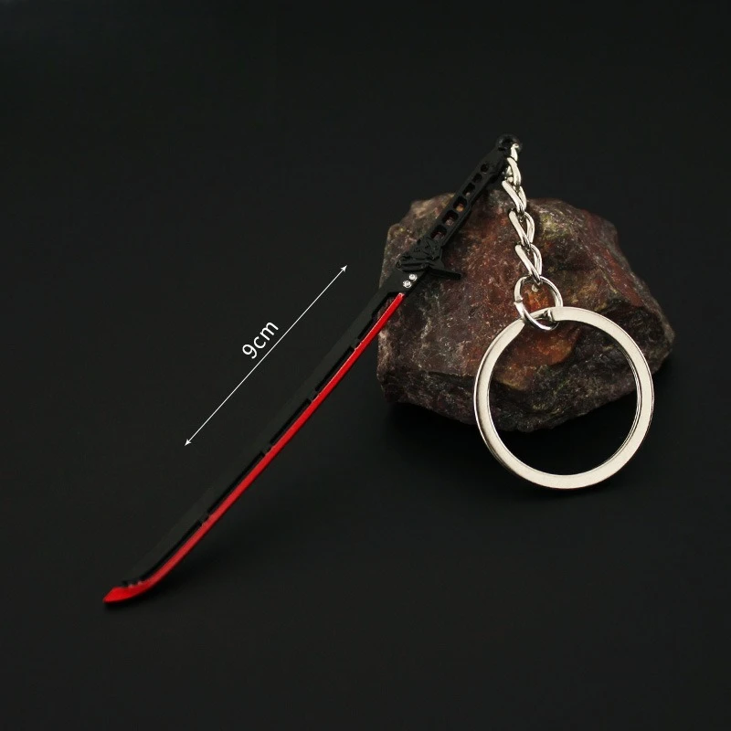 9 cm/3.54in Ghost Walker Cyberpunk Thermische Samurai Zwaard Metalen Sleutelhanger Gemodificeerde Carbon Yama Izanami Wapen Modellen Jongens speelgoed Gift