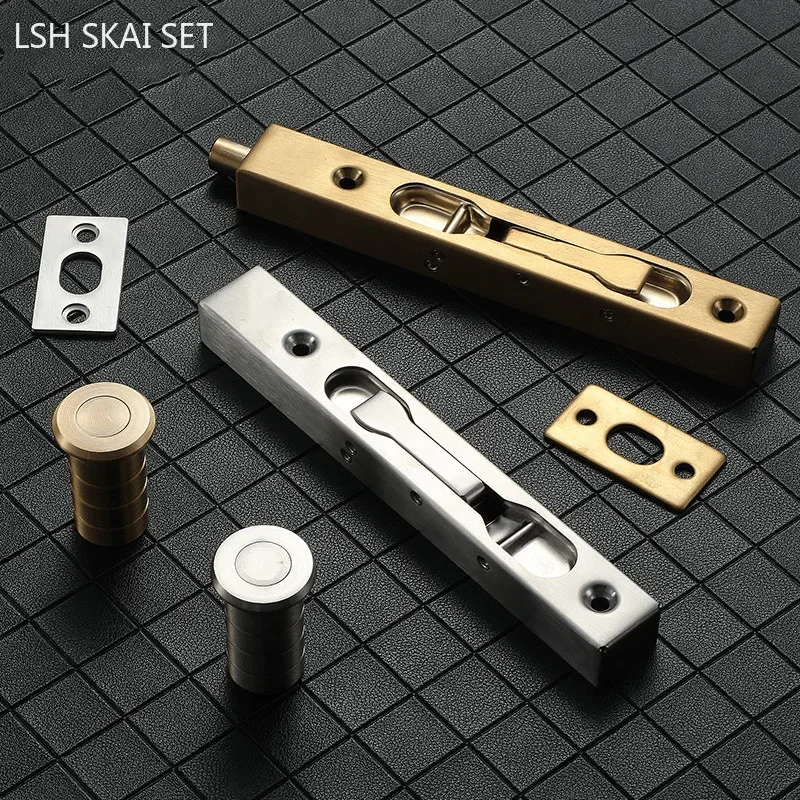 6/8/10 Inch Concealed Door Latch 304 Stainless Steel Door Security Lock Manual Sliding Window Latch Hasp Furniture Hardware Lock
