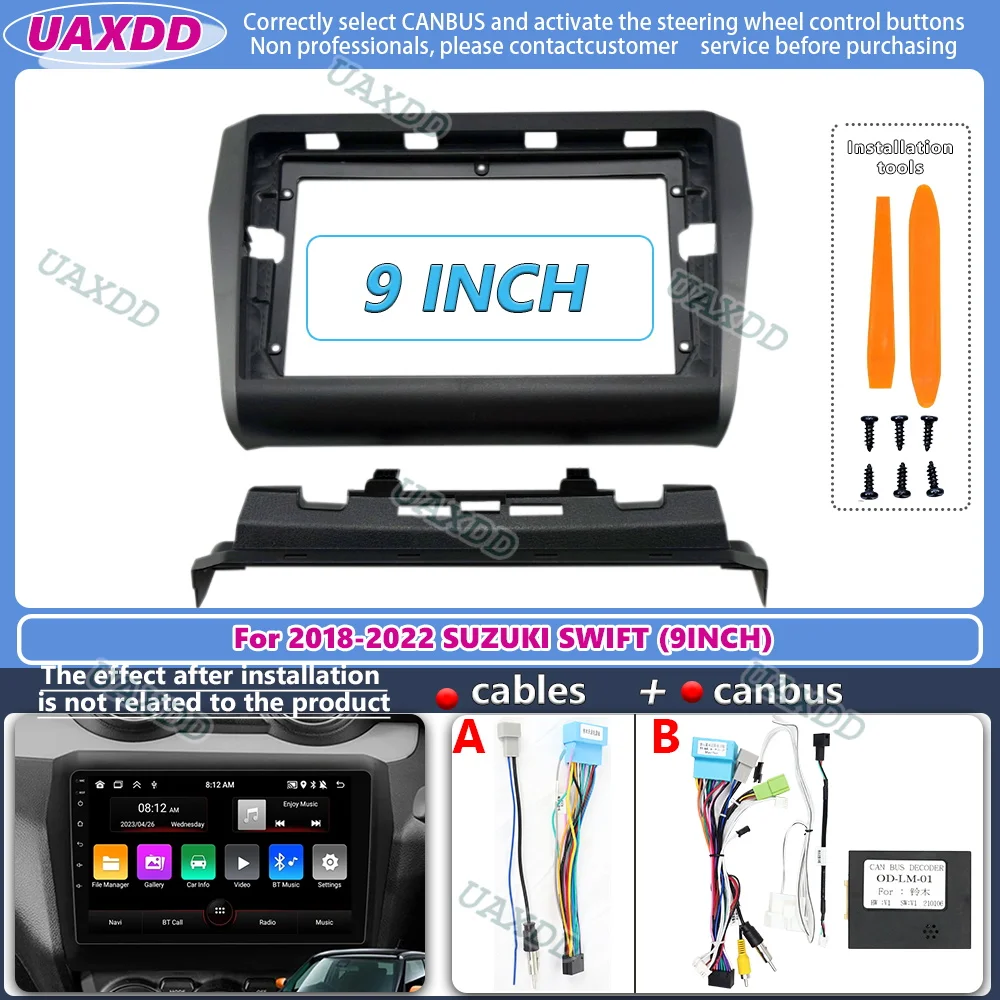 Double Din 9 Inch Car Radio Installation DVD GPS Mp5 Plastic Fascia Panel Frame For 2018-2022 SUZUKI SWIFT dashboard navigation
