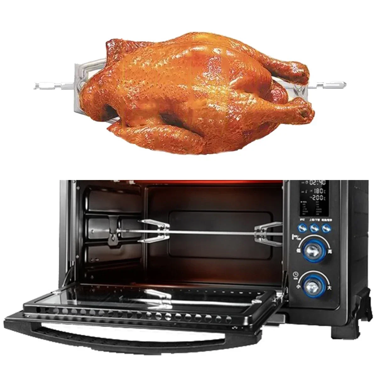 Rod เครื่องมือห้องครัวไก่กลางแจ้งชั้นวางเนื้อ Skewer ย่างบาร์บีคิว Spit Rotisserie อุปกรณ์เสริมย่างไฟฟ้ามอเตอร์