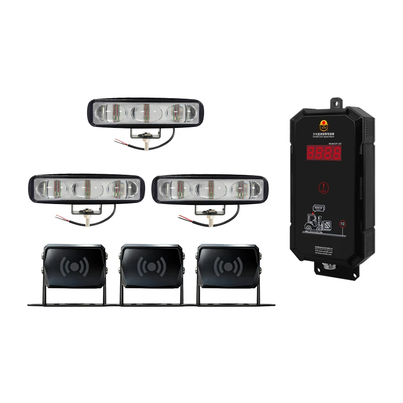 Forklift Sensor with Red Flashing Warning Light Acoustic and Light Alarm System Customizable Voice 25W 12-48V