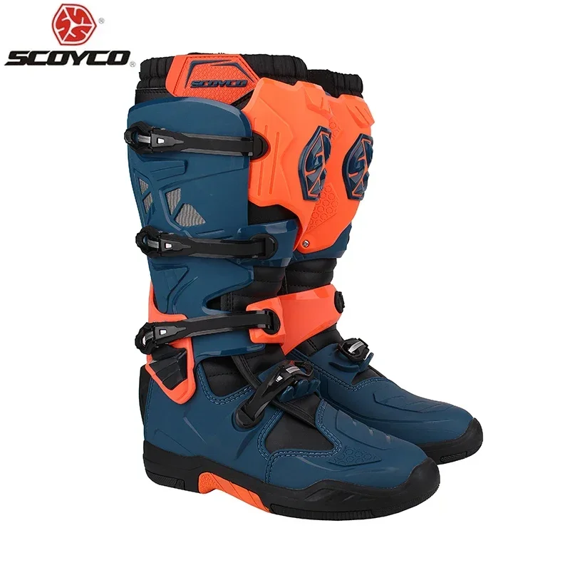 

SCOYCO Racing Motocross Boots High Level Motorcycle Boot Men CE Riding Knee High Boots Stitched- compound Rubber Grip Outsole