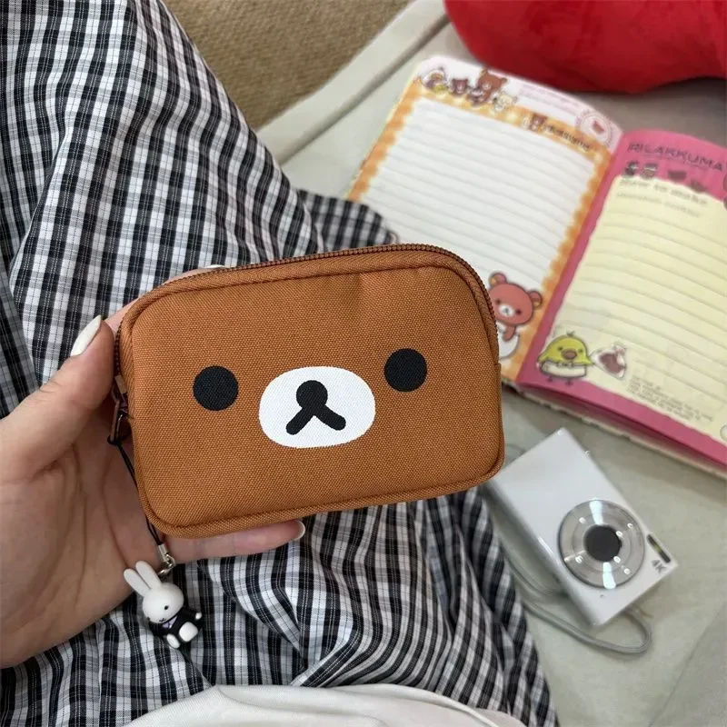 New Rilakkuma Oxford Cloth Storage Bag Cute Japanese Cartoon Character Lipstick Red Wallet Coin Card Holder Headphone Bag Gift