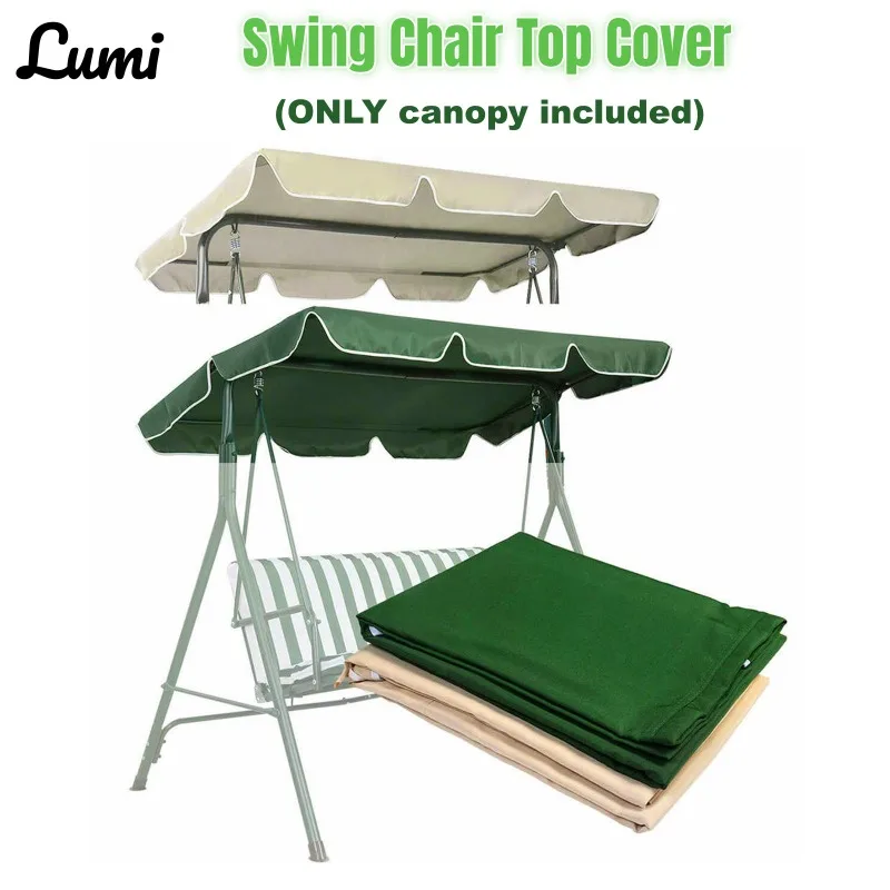 Garden Swing Chair Cover Swing Canopy Replacement Cover 2/3 Seater Waterproof Dustproof Gazebo Canopy Replacement Sunshade Cover