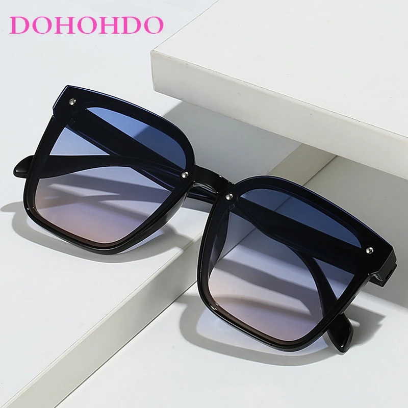 Gafas de sol clásicas con marco grande y cuadrado para mujer, anteojos de sol femeninos con uñas de arroz, de marca de diseñador, Retro, para conducir al aire libre, para pescar, UV400