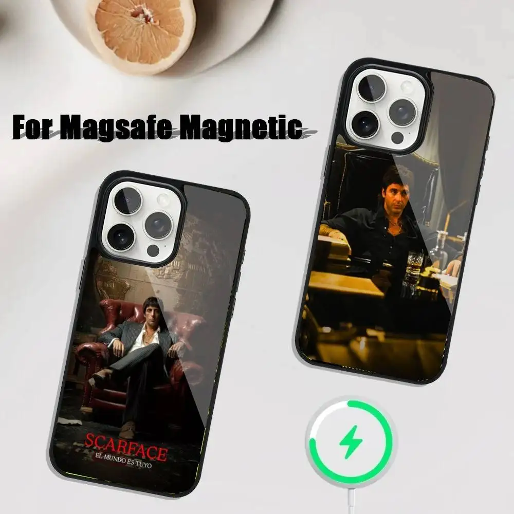 

Чехол для телефона S-Scarfaces Tony M-Montana для iPhone 17,16,15,14,13,12,11, Pro, Max, Plus, Mini, SE4, E с магнитной беспроводной зарядкой Magsafe