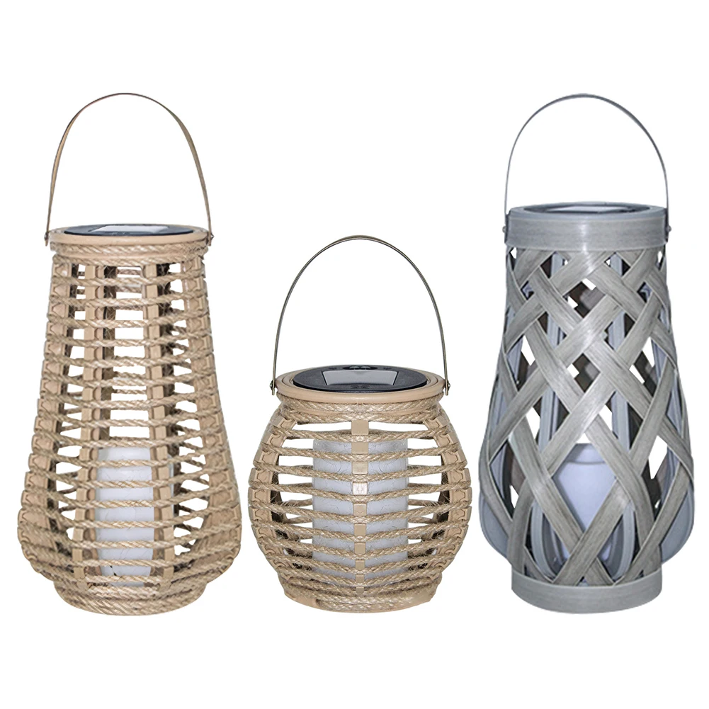 

Rattan Bamboo Lamp IP44 Waterproof Outside Big Rattan Solar Light Solar Powered Decorative Light for Yard Garden Home Decoration