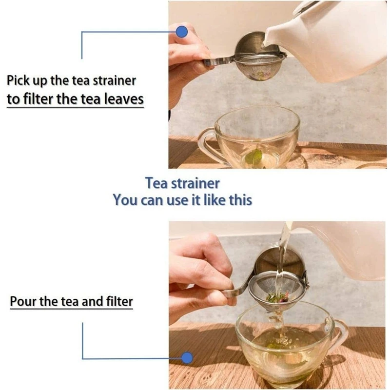 Coador de chá com malha fina, suporte solto do chá, acessórios do chá, infusor, chá íngreme, xícara de chá