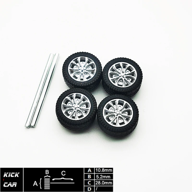 Model Car 1:64 Scale Wheels For Hotwheels with Rubber Tire Basic Model Car Modified Parts Racing Vehicle Toys Tomica MiniGT