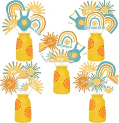Baby Shower Centerpiece Sticks, Welcome Baby Table Toppers, Boho Rainbow Party Decor, Here Comes The Son, Little Sunshine