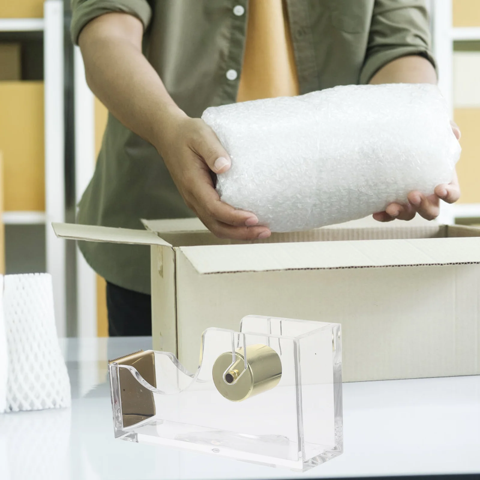 1 قطعة أداة قطع الشريط المحمولة سبائك الاكريليك قوي سهل الاستخدام مكتب درج المنظم الشريط القاطع القرطاسية مكتب التموين #1