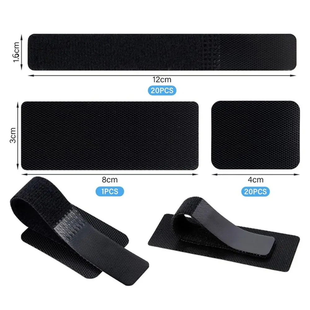 41Pcs Under Desk Cable Management Band Set Hidden Adjustable Data Cable Storage Nylon Ties Tangle-Free Cord Organizer Home