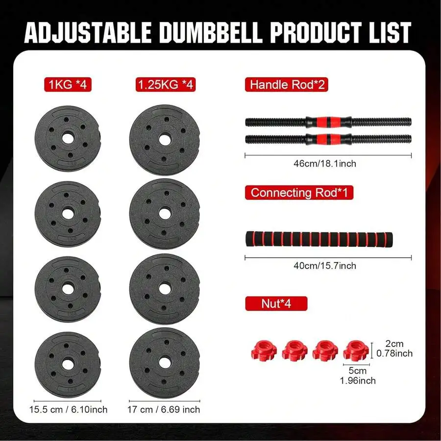 22lbs Free Weight Set With Connector, Adjustable Weights Dumbbells Set Used As Barbell, Push Up Stand, Ergonomic Grip, Anti-Slip - view 3