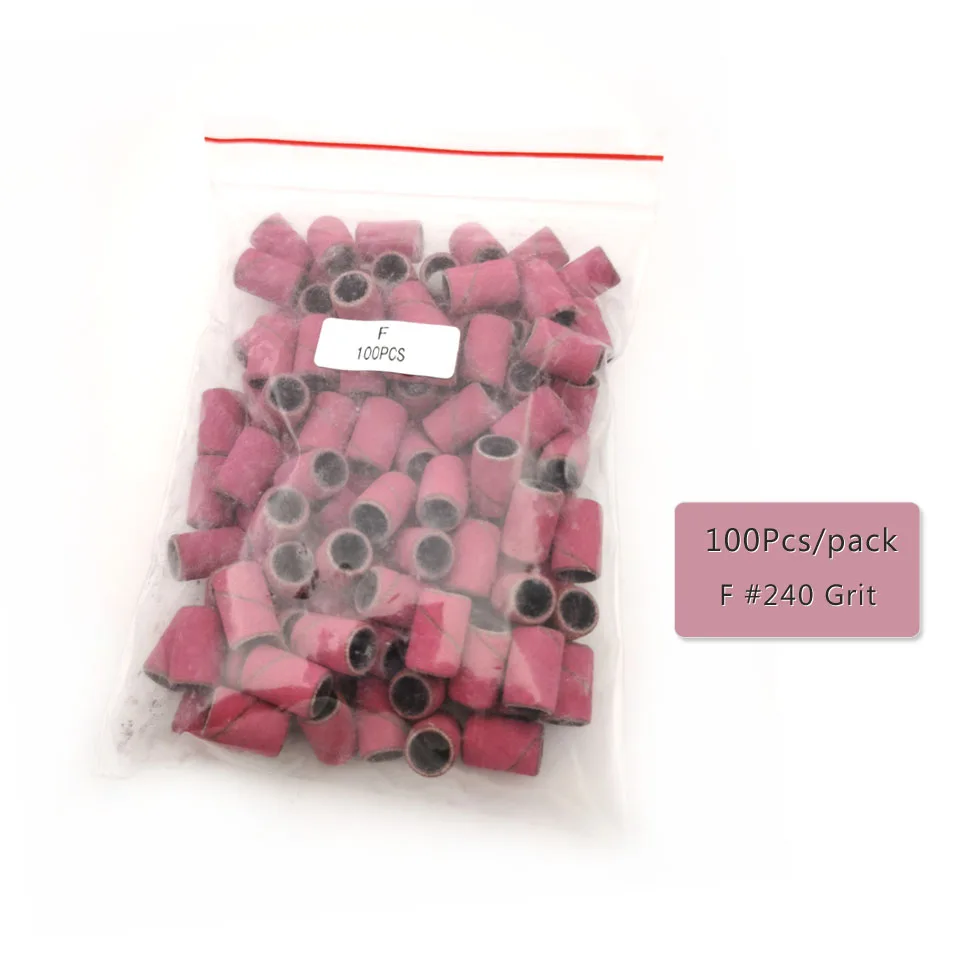 HYTOOS 100 pz/borsa fasce abrasive rosse rosa rimuovi Gel carta vetrata accessori per punte da trapano per unghie strumento per lucidatura Manicure #80 150 #240 #