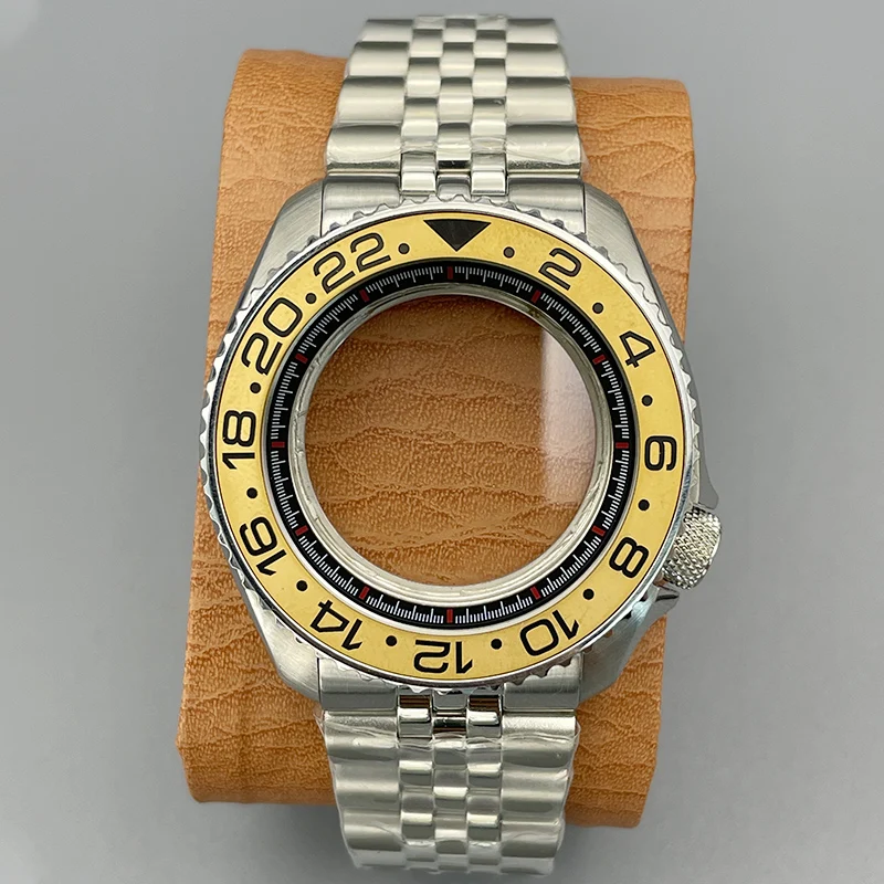 42mm NH35 Case SKX007 Watch Case and Band Flat Double Sapphire Glass Curved Bezel Insert Ring For NH35 NH36 Movement 28.5mm Dial