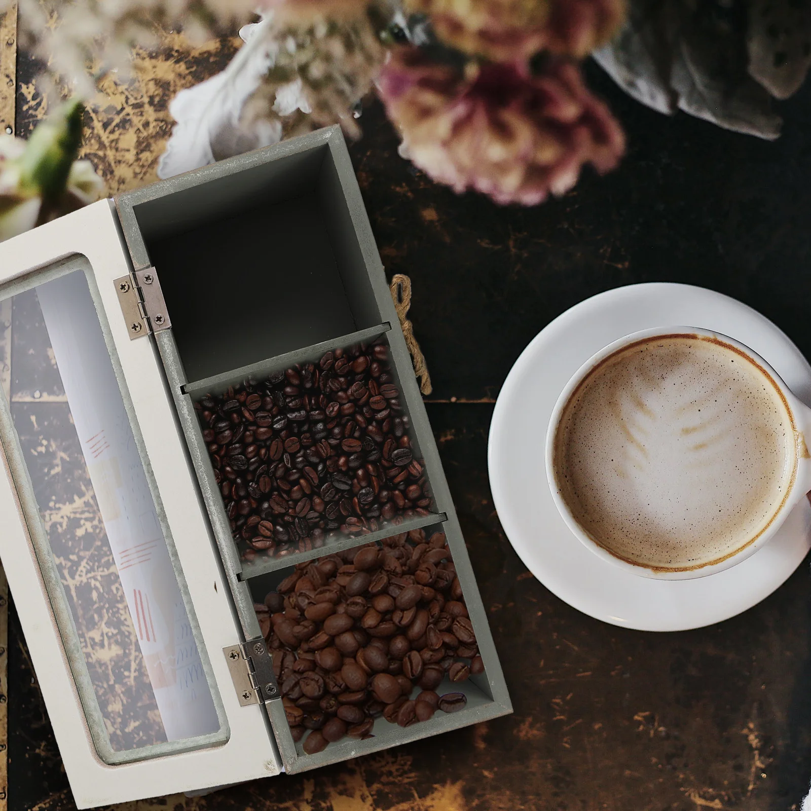 

Tea Jewelry Box Storage Case Country Decor Vintage Wooden Creative Women Cosmetics Organizer Home